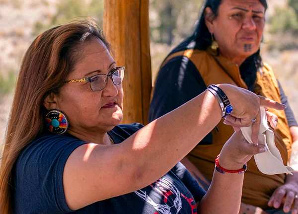 Woman engaged in a conversation