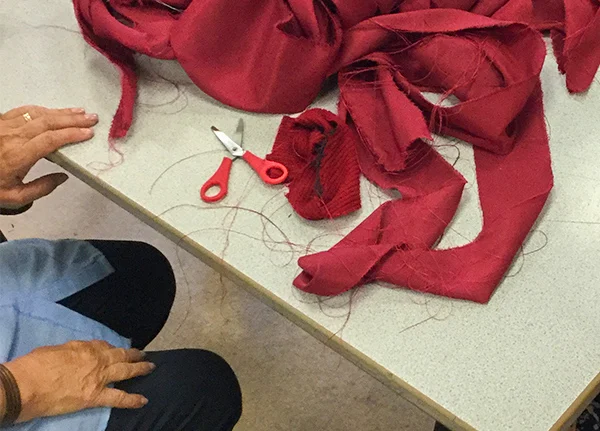 Scraps of fabric on a table