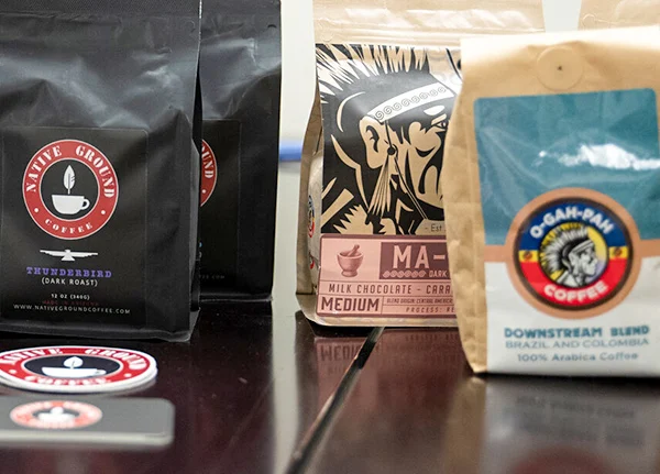 Different brands of native coffee on a table