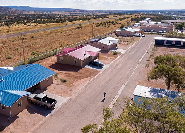 Arial view of a rural neighborhood