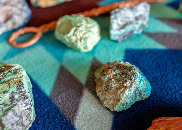 Rocks on a tribal blanket