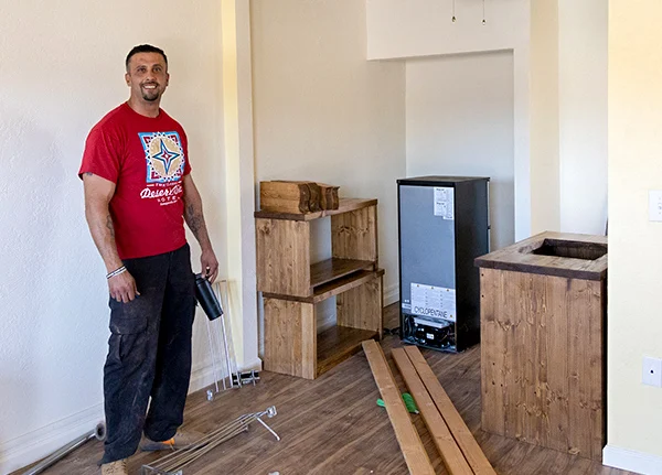 Man remodeling a room