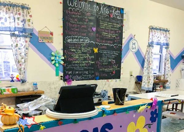 The interior of Kris and Kat's restaurant