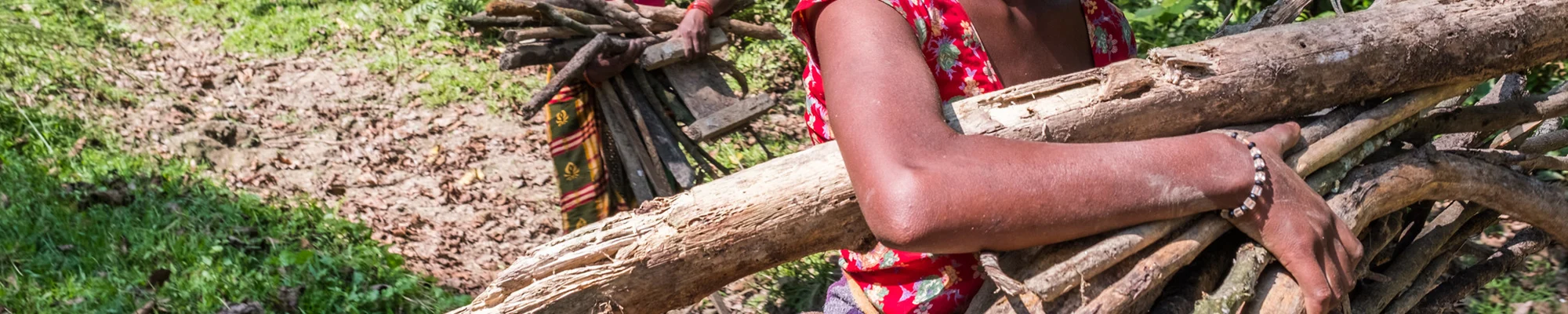 Person carrying pieces of wood
