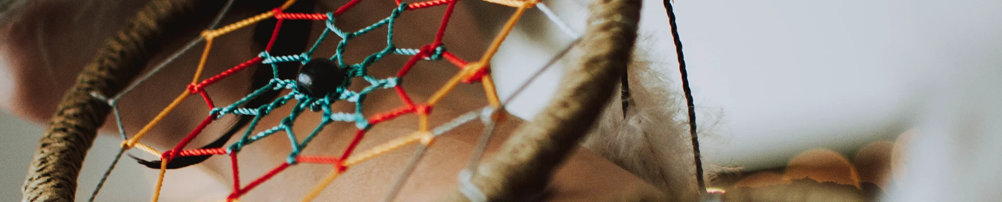 Close-up of a colorful dreamcatcher