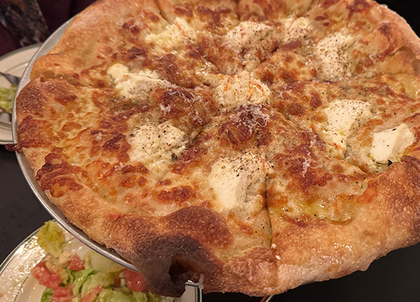 Pizza on a restaurant table