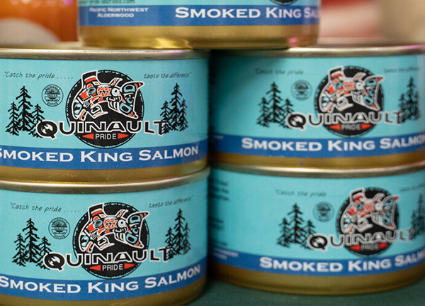 Cans of smoked king salmon