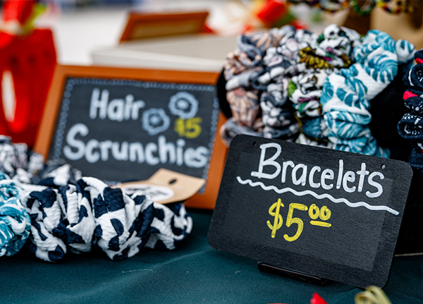 Bracelets and hair scrunchies for sale