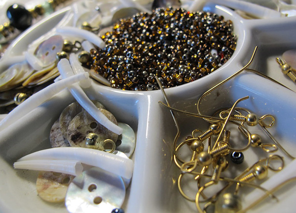 Jewelry supplies in a tray