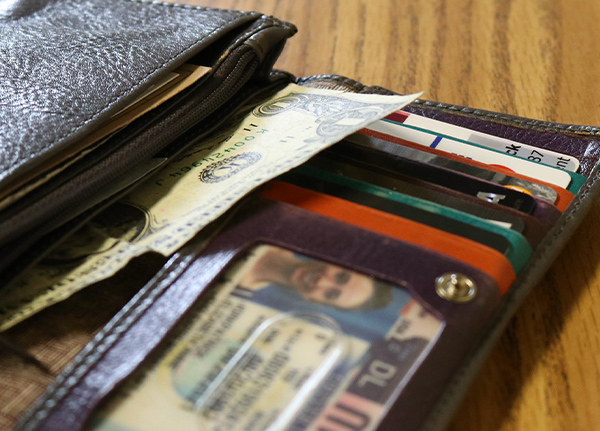 Wallet with a dollar bill